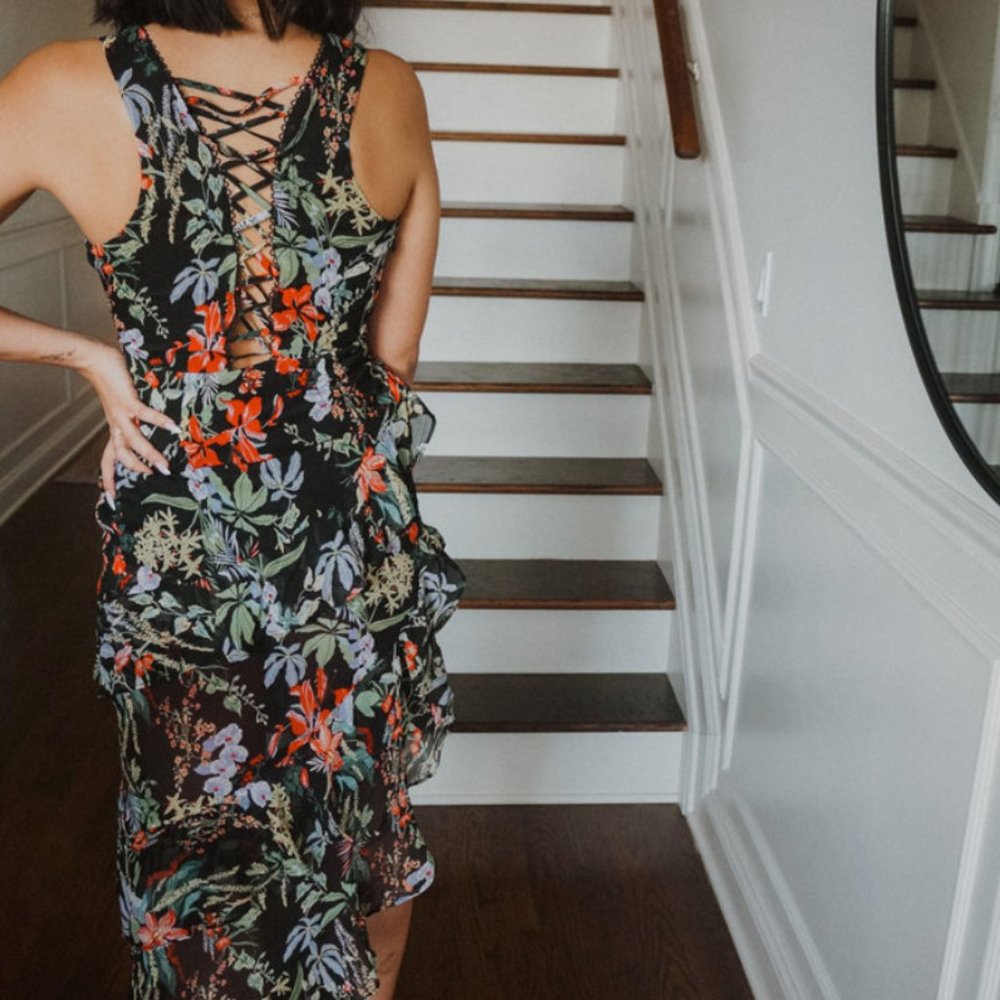 Floral Tiered Ruffle High-Low Dress - Picture 4 of 16